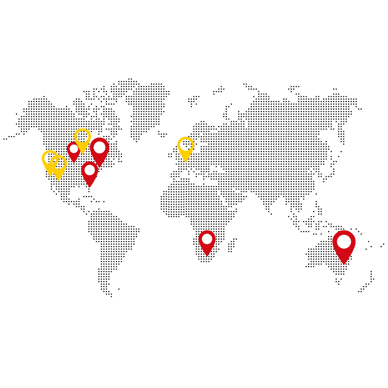 Map of Lancaster, California with multiple markers indicating points of interest including a cluster of markers in the city center, a marker in the eastern part, one in the southern part, and another in the northeastern area.