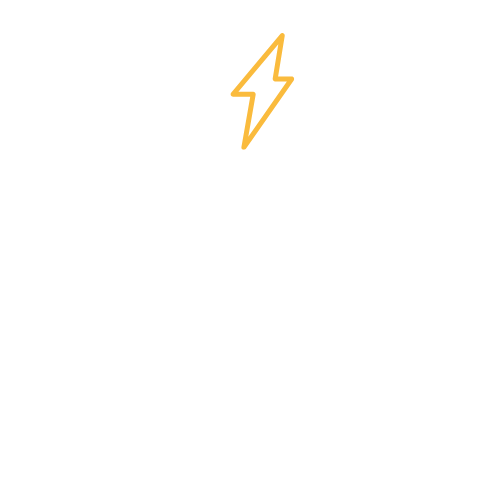 Black and white line drawing of a microphone with a lightning bolt above it.